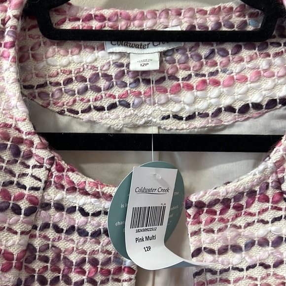 Cold water Creek Pink and Cream, Multi Blazer, 3/4 Sleeve, NWT, Womens 12p - Picture 4 of 9